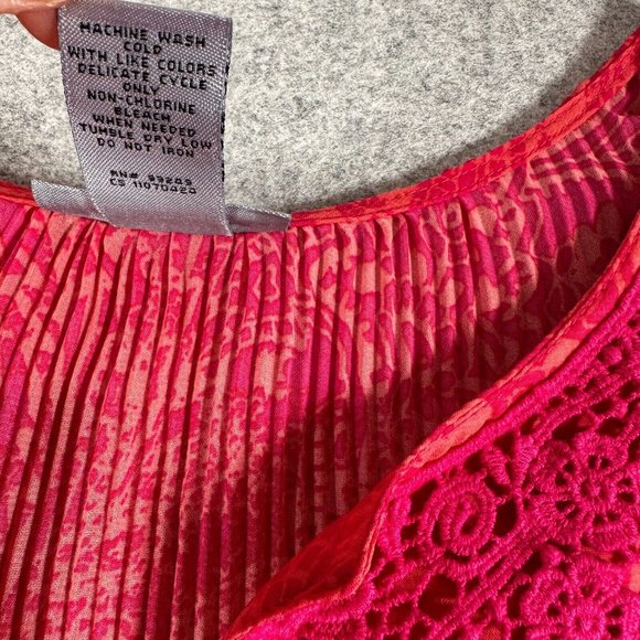 Maggie Barnes Catherines 3X Womens Top Blouse Pink Orange Lightweight Crinkle - Picture 11 of 14